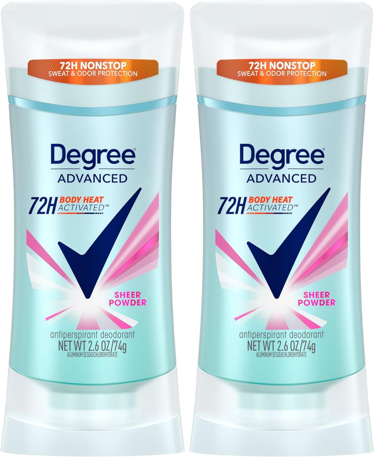 Degree Advanced Protection Antiperspirant Deodorant Sheer Powder for 72-Hour Sweat & Odor Control for Women, with Body Heat Activated Technology, 2.6 oz