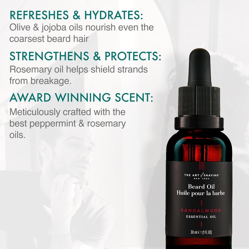 The Art of Shaving Beard Prep Kit - 4oz Peppermint Facial Hair Wash & Conditioner, 1oz Sandalwood Beard Oil