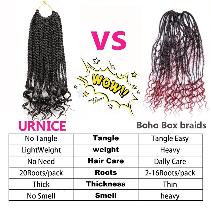 7 Packs 18 Inch Boho Goddess Box Braids Crochet Hair for Black Women (1B/30/27#, 18 Inch (Pack of 7))