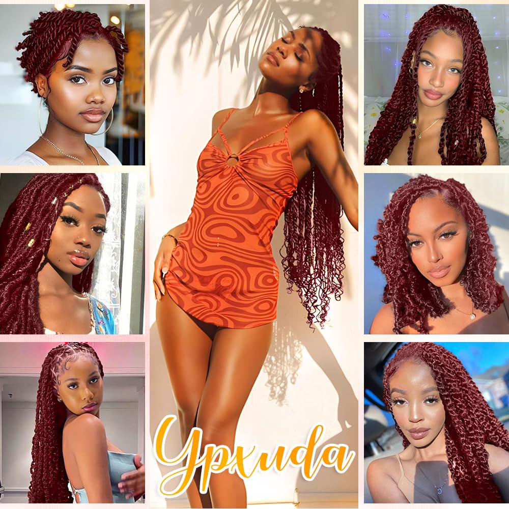 Burgundy Afro Kinkys Bulk Human Hair for Dreadlocks Extensions and Locs Repair 1 Pack 50 Gram 99J Afro Kinky Curly Human Hair Bulk for Twist (99J, 12 Inch)
