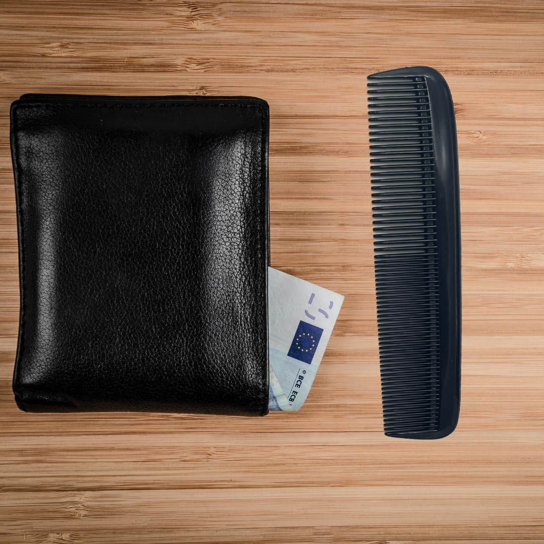 G.B.S (5 Pack) Pocket Comb Black Unbreakable Round Teeth Course Fine Pocket Beard & Mustache Combs for Men's Hair | Sideburns Travel-Friendly Symmetry, Friendly Birthday Gifts