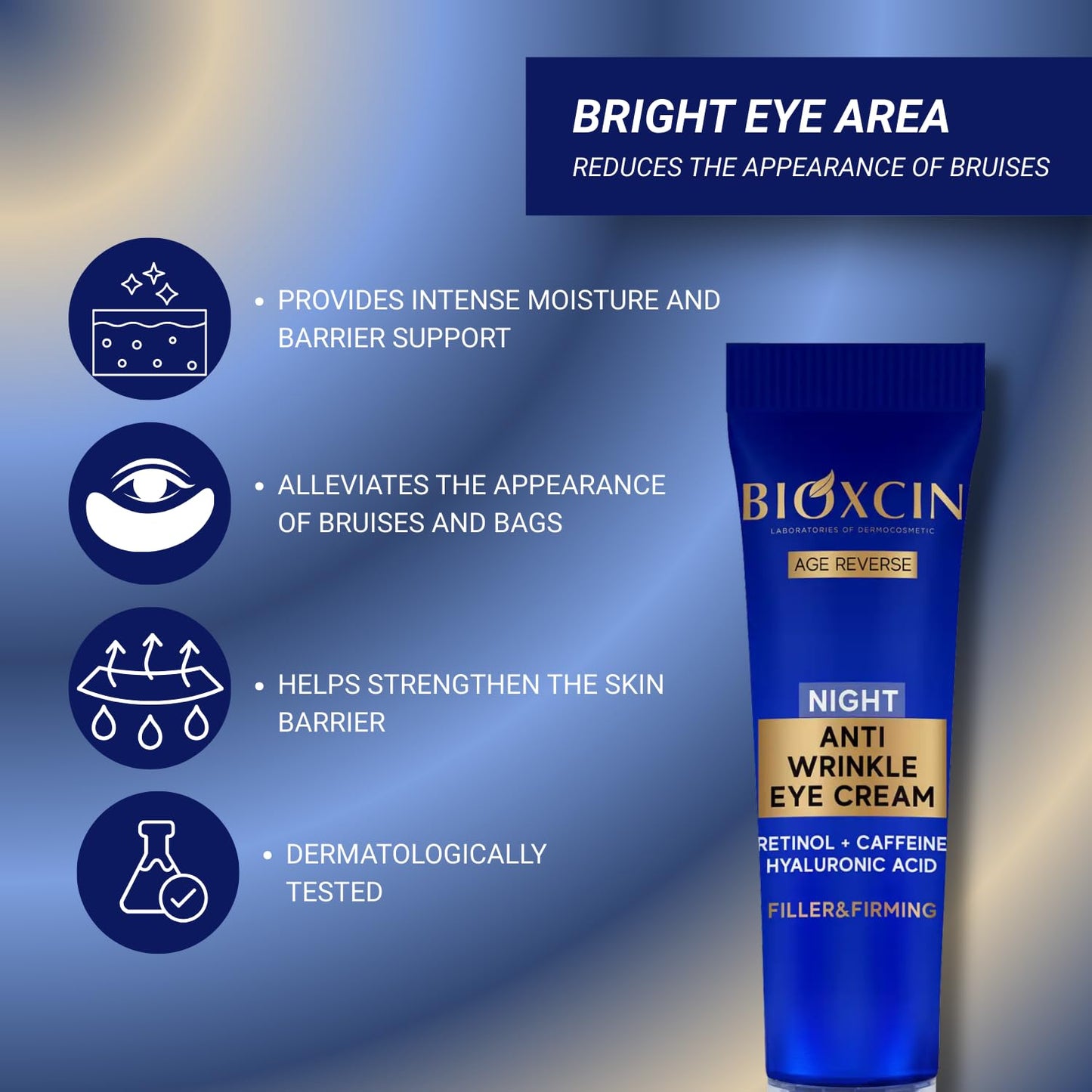 Bıoxcın Anti-Wrinkle Night Eye Cream Plumping, Firming, Hydrating Under-Eye Treatment for Fine Lines, Wrinkles, Dark Circles, Puffiness, Eye Bags & Skin Renewal 15 ML