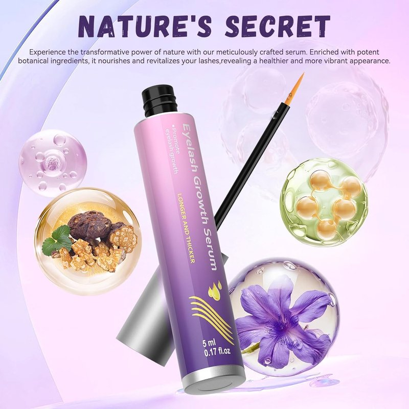 Eyelash Growth Serum: Natural & Vegan Enhancing Treatment Nourishing & Conditioning Formula for Longer Thicker Fuller Natural Lashes - 5ml