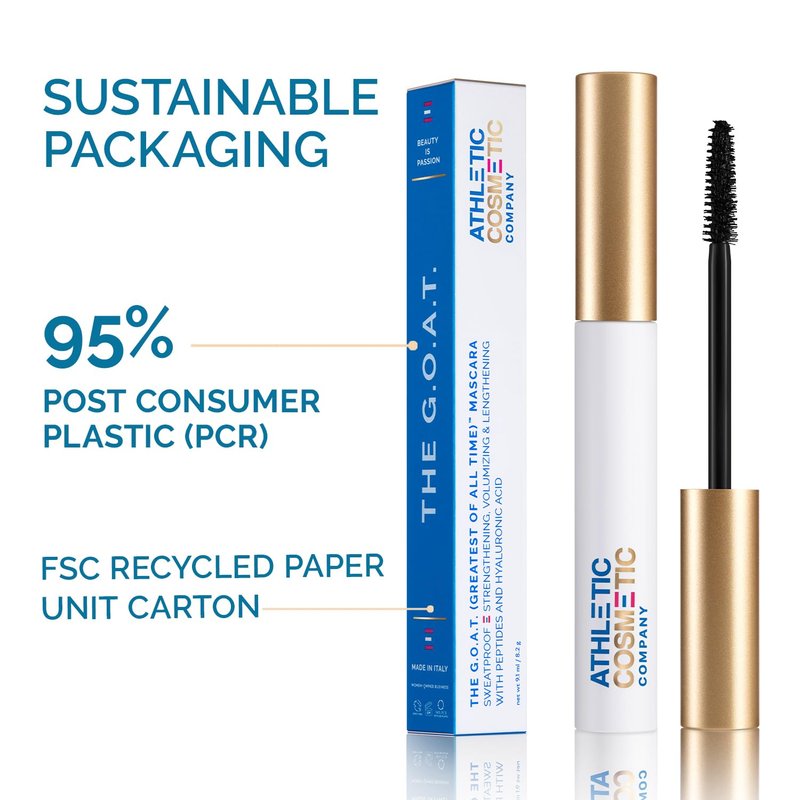 The G.O.A.T. Waterproof & Sweatproof Mascara – Made for Athletes, Sport-Ready, Long-Wear, Smudge-Proof, Volumizing, Lengthening, Vegan, Clean Mascara with Peptides & Hyaluronic Acid.