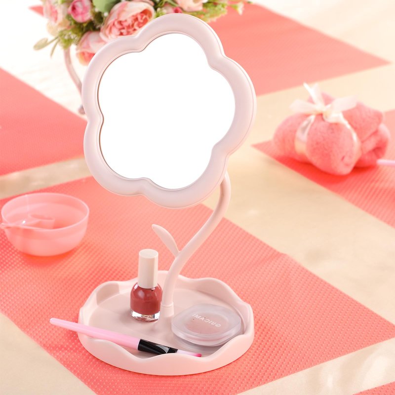 GlikCeil 8 Pcs Flower Shaped Mirror Spa Party Makeup Mirror Sleepover Party Favor for Spa Sleepover Slumber Birthday(Pink, White)