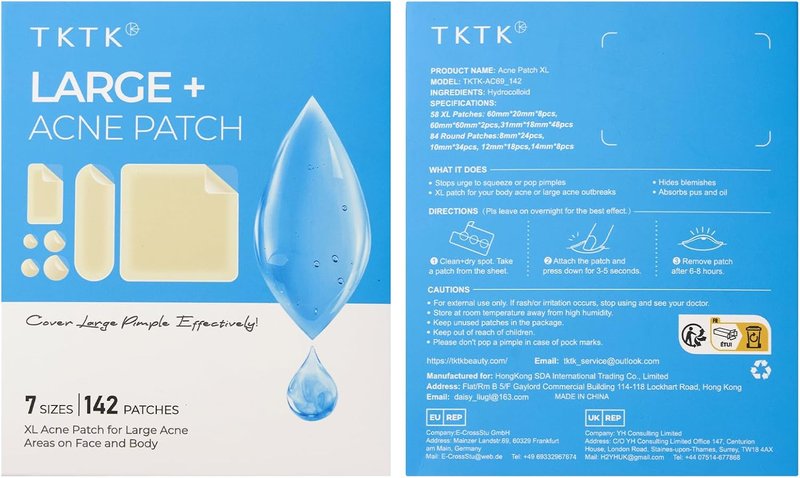 Large Pimple Patches - XL Hydrocolloid Acne Bandages for Face & Body | 142 Count, 7 Sizes