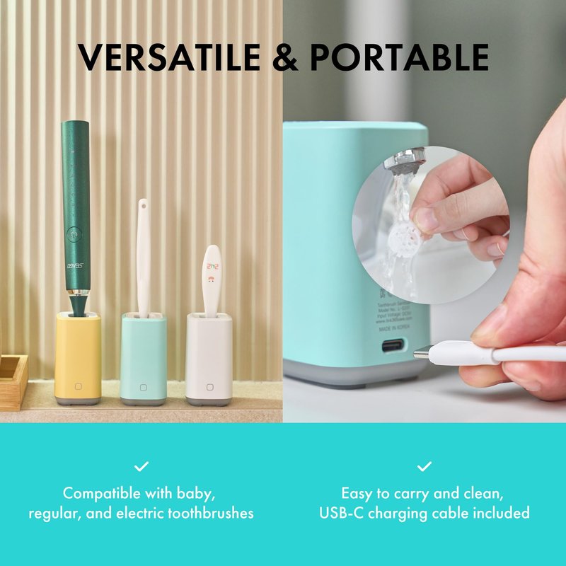 Link UV-C + Heat Drying Toothbrush Holder L-S201/Toothbrush Cover/Toothbrush Travel Containers/USB Charging Way/Auto Care System (White)