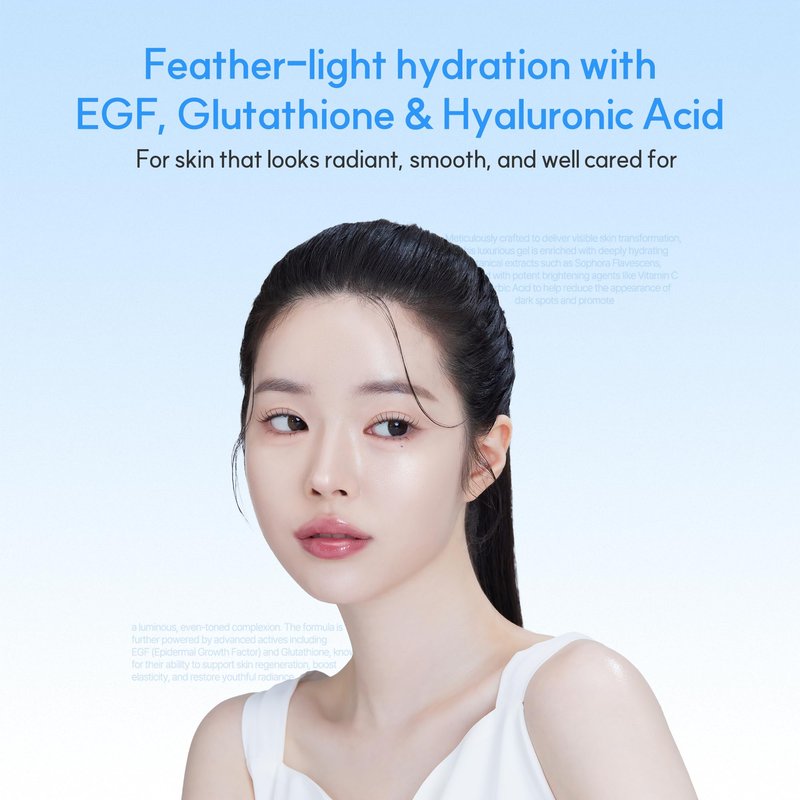 DERMA:D Korean Gel Moisturizer for Face – Lightweight Water Gel Cream with Hyaluronic Acid, EGF & Glutathione, Oil-Free Hydrating Moisturizer for Oily, Dry & Sensitive Skin, Non-Greasy, 3.38 fl oz