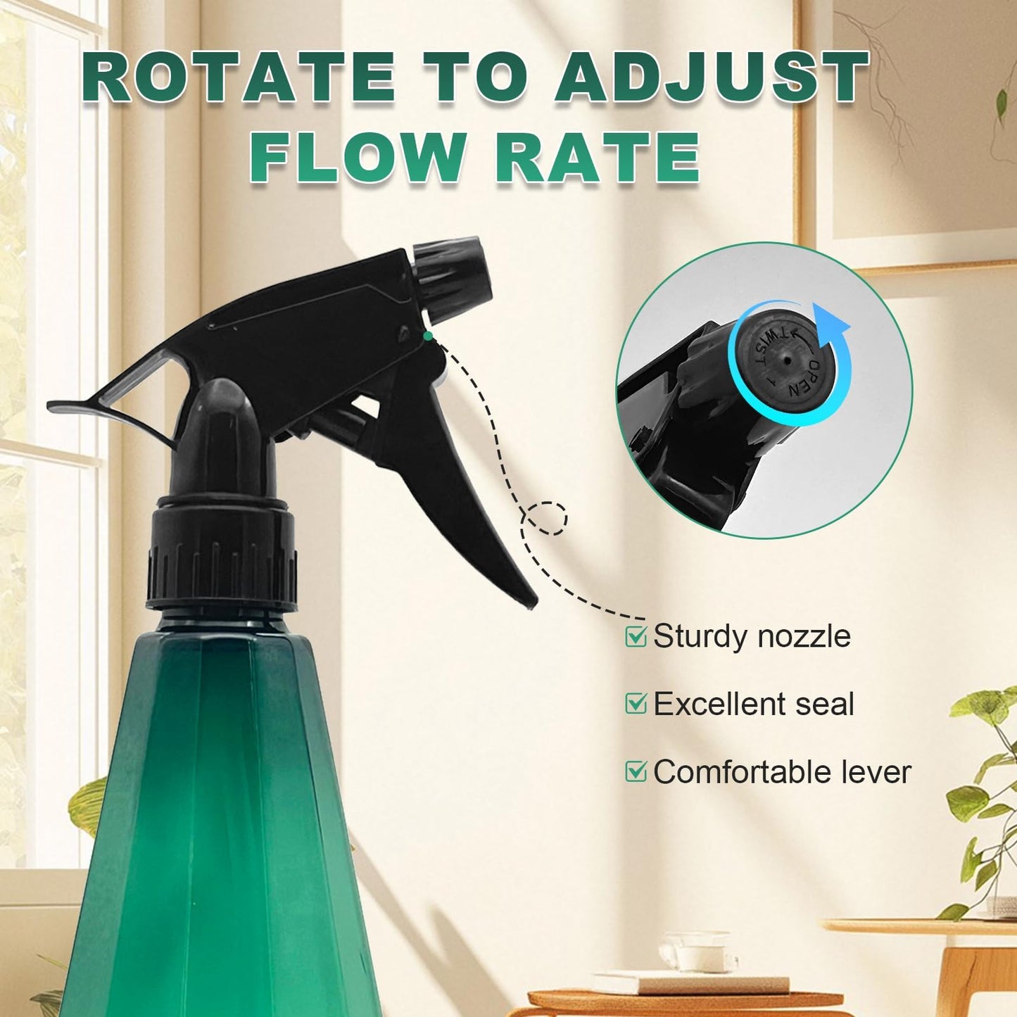 Amber Spray Bottle Cleaning Spray Bottles,Healthy Plastic, 32oz Spray Bottle For Hair&Hand&Clothe&Bathroom&Plant, Empty Mister Refillable Spray Bottles With ET,Essential Oil,Water,etc.(2 pack)