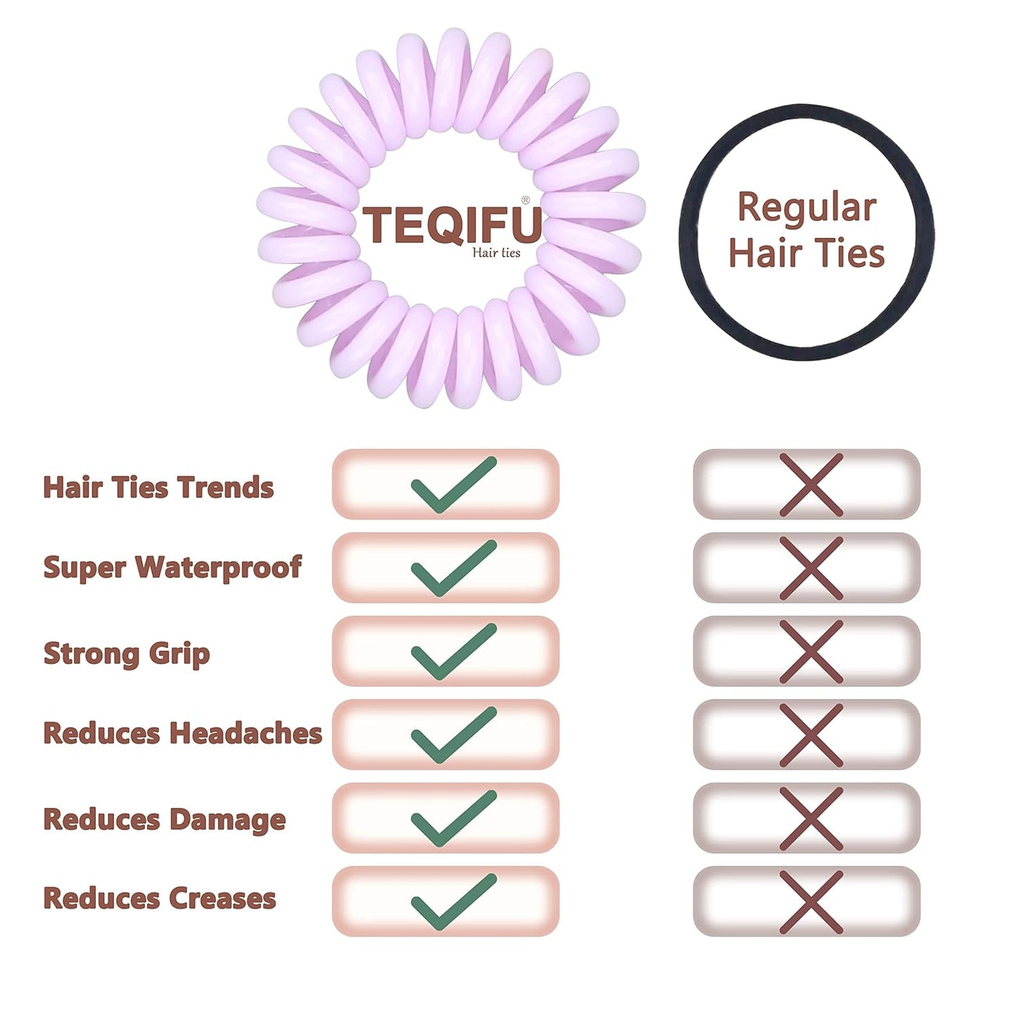 Hair Ties, 17 Pack Spiral Coils for Thick and Thin Hair - No Crease Ponytail Holders for Women and Children