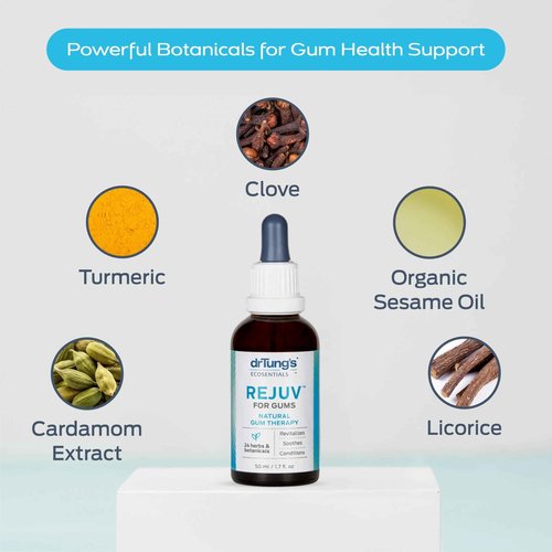 drTung's REJUV for Gums - Tooth and Gum Tonic Mouthwash, Herbal Gum Treatment, Gum Health, Gum Repair for Receding Gums, Gum Oil, Herbal Mouthwash, 24 Herbs & Botanicals - 1.7 Fl Oz