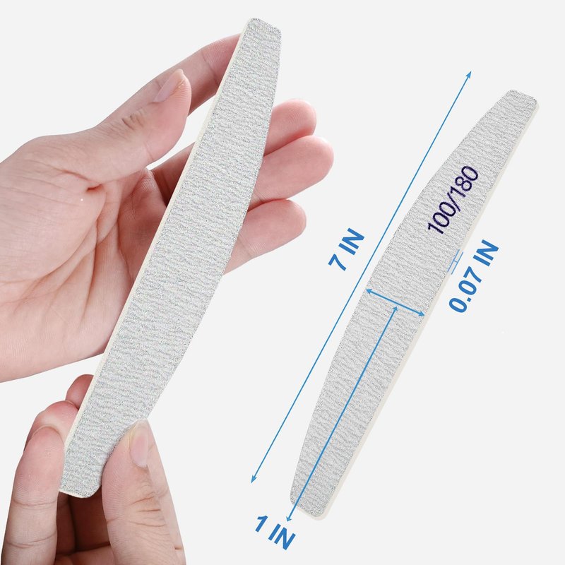 Nail Files (100 Pack), 100/180 Grit Wooden Emery Board Nail File Double Sided Wood Emory Fingernail Files for Natural Nails Professional Reusable Manicure Pedicure Curved