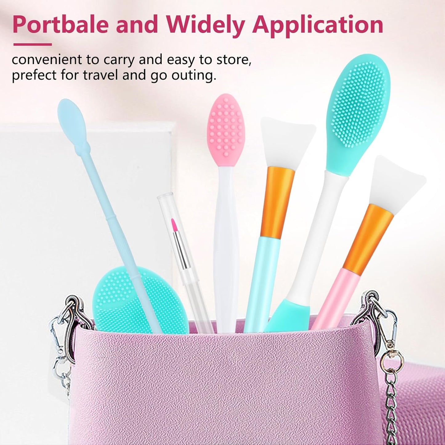 Silicone Face Scrubber, 2pcs Exfoliating Lip Brush, 2pcs Face Cleansing Brush & Silicone Facial Mask Brush Exfoliator Blackhead Skin Care Tool
