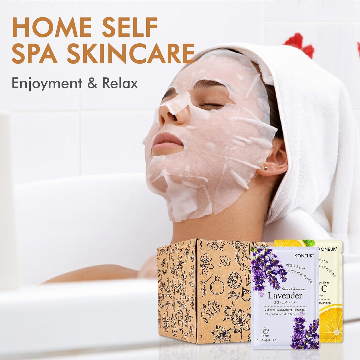 KONEUK Hydrating Sheet Face Masks - 70 Pack for All Skin Types | Spa-Quality Facial Masks for Women