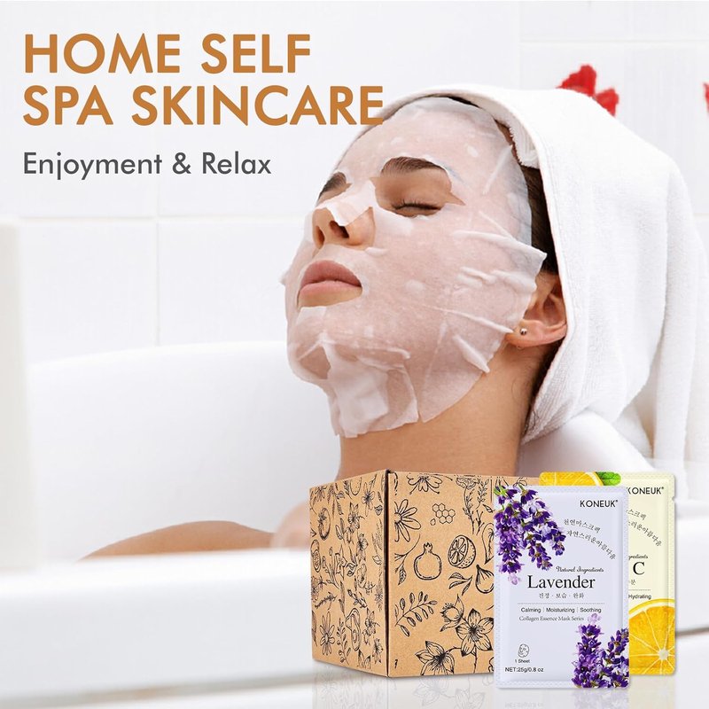 KONEUK Hydrating Sheet Face Masks - 70 Pack for All Skin Types | Spa-Quality Facial Masks for Women