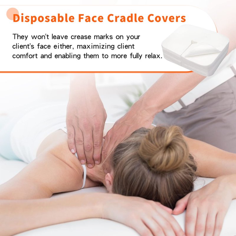 Sheikbeba 300 Count Disposable Face Cradle Covers, Massage Face Covers Medical-Grade Ultra Soft Large Headrest Covers for Massage Tables & Massage Chairs