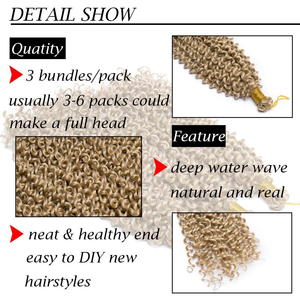 S-noilite 9 Bundles Marlybob Curl Crochet Hair Extension Water Wave Deep Wave Short Crochet Hair Bohemian Braiding Hair Extensions Ombre Synthetic Marley Braid Hair (8"-9bundles,Black to Coffee Brown)