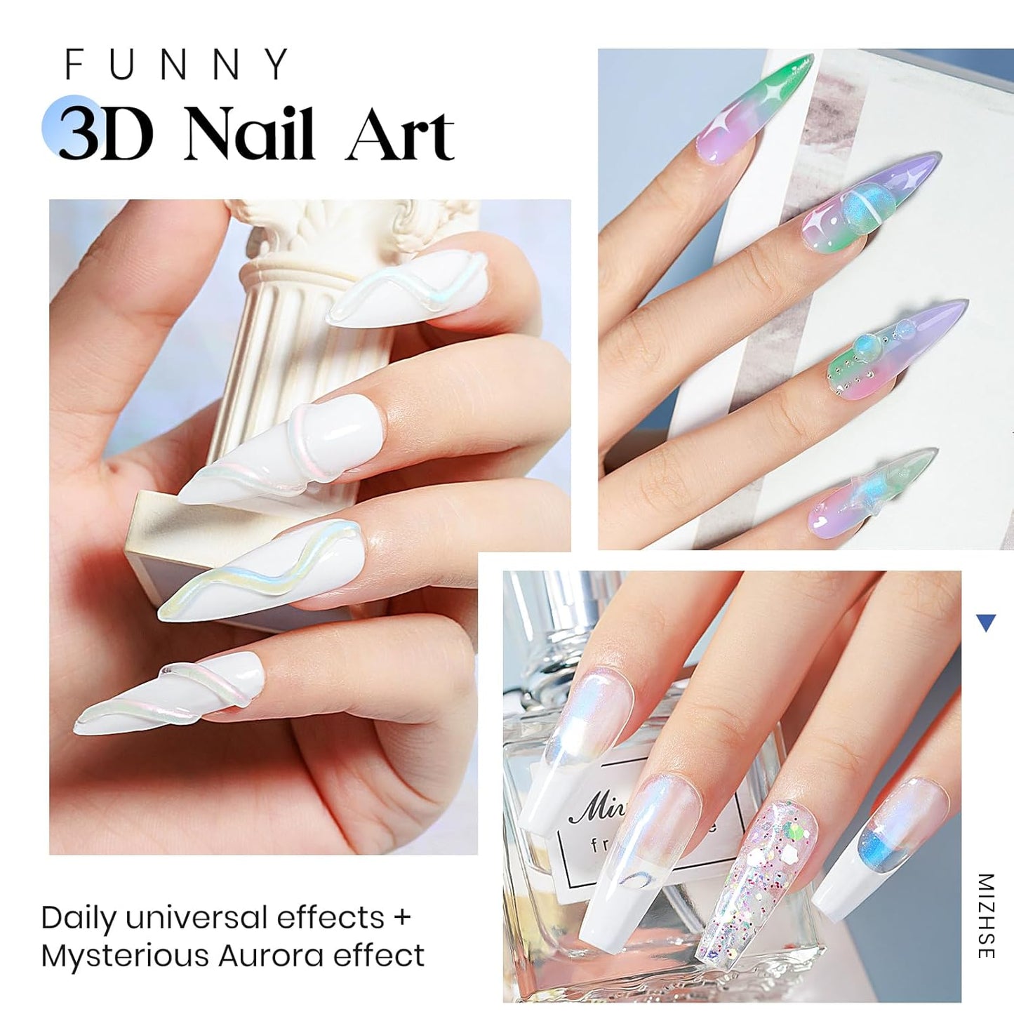 MIZHSE Solid Builder Gel for Nails, Clear Non-Sticky Sculpting Gel, 3D Nail Art Carving Building Modeling Hard Nail Extension Soak Off UV/LED Nail Art Salon Home DIY 15g