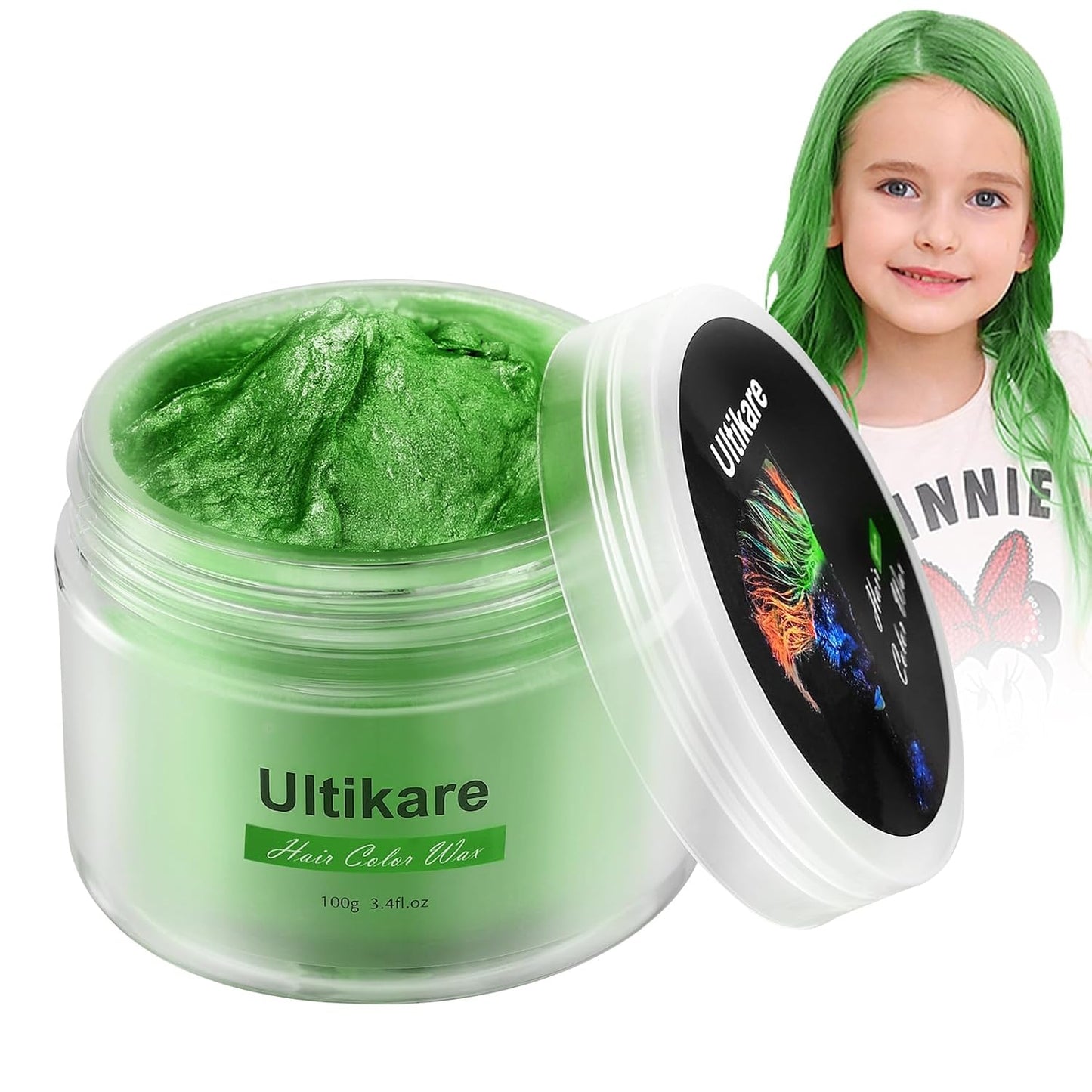Temporary Hair Color for Kids, Ultikare Orange Hair Dye Washable Natural Hair Wax Color Chalk Mud Cream DIY Hairstyle Clay For Dark Hair Halloween, Cosplay, Party, Christmas Gift Girls 3.4 Fl Oz