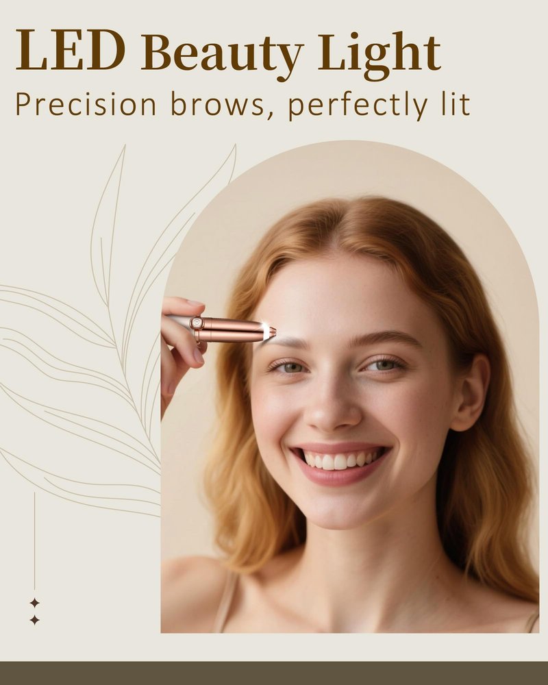 Eyebrow Trimmer for Women, Eyebrow Razor: Rechargeable Eyebrow Hair Remover with 2 Replacement Heads & LED Light, Electric Painless Eye Brow Shaver Facial Hair Removal Device for Eyebrows/Lips/Face