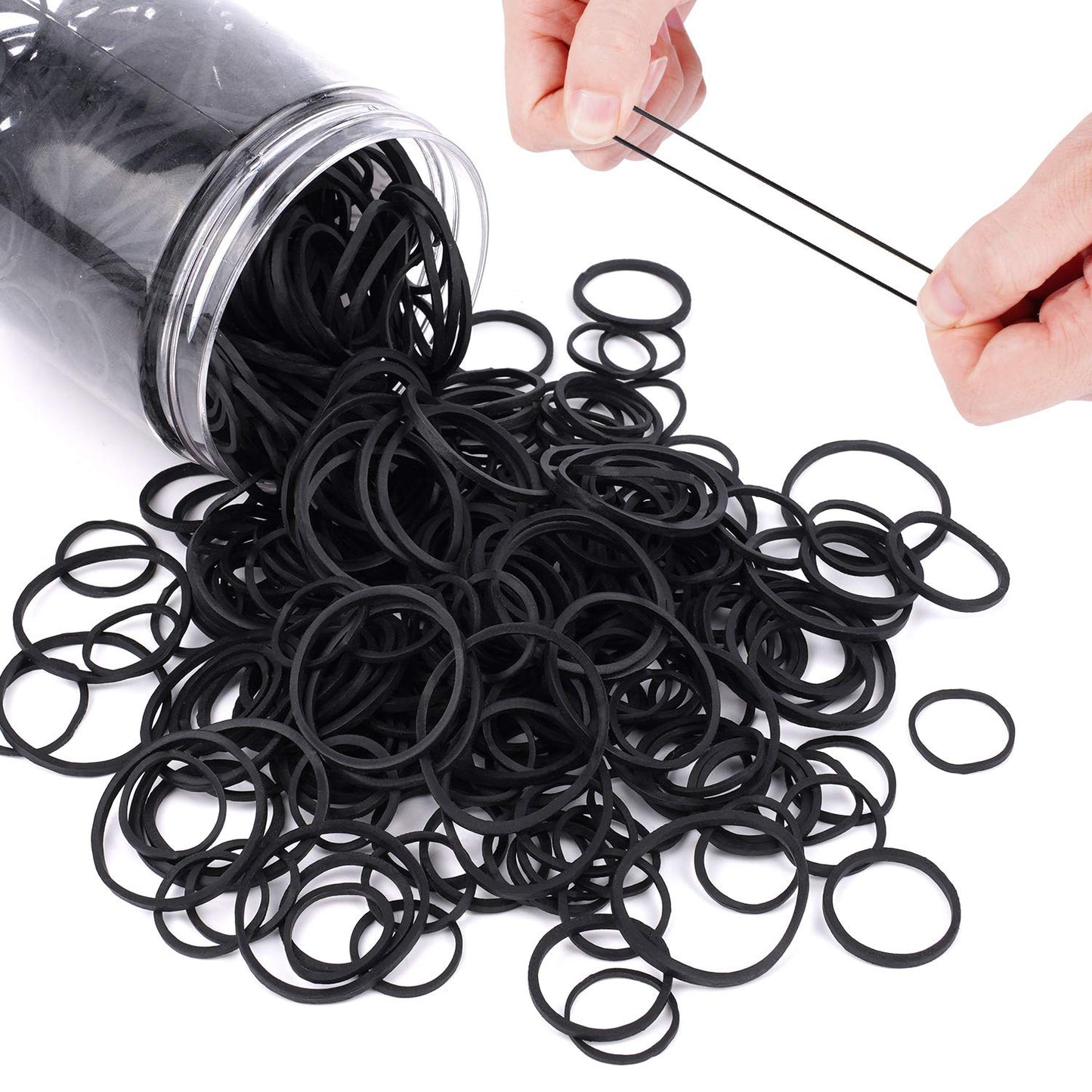 HOYOLS 3/4” Inches Black Hair Rubber Bands for Hair Ties Small Mini Elastics Bands Large Braiding Ponytail Holders for Baby Toddler Girls Kids No Damage 600pcs (M) Latex-Free