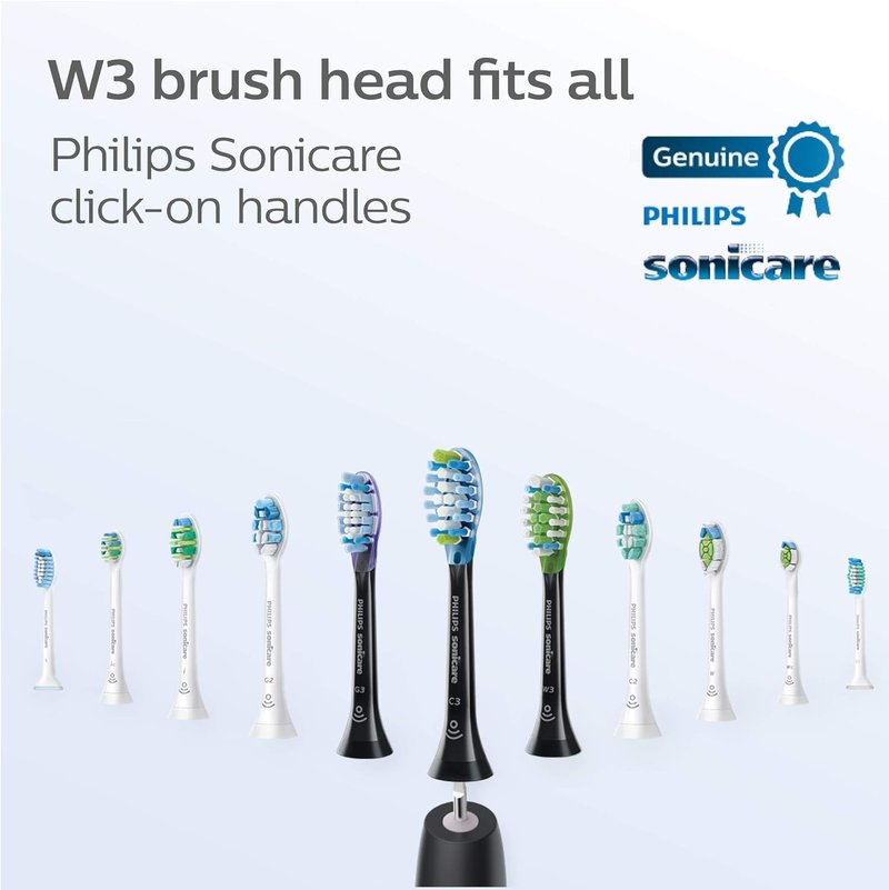 Philips Sonicare W3 Premium White Replacement Toothbrush Heads - 4 Pack, Black, HX9064/95