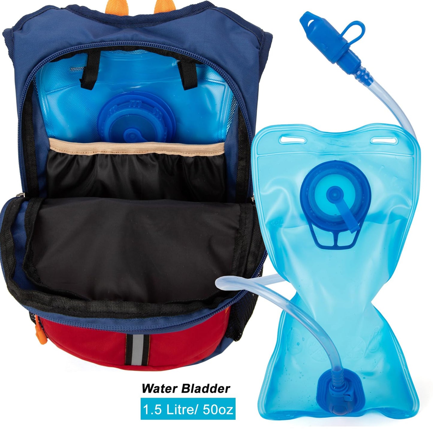 Ivygreen Kids Hydration Backpack, Hiking Backpack for Boys or Girls with 1.5L Water Bladder, Red
