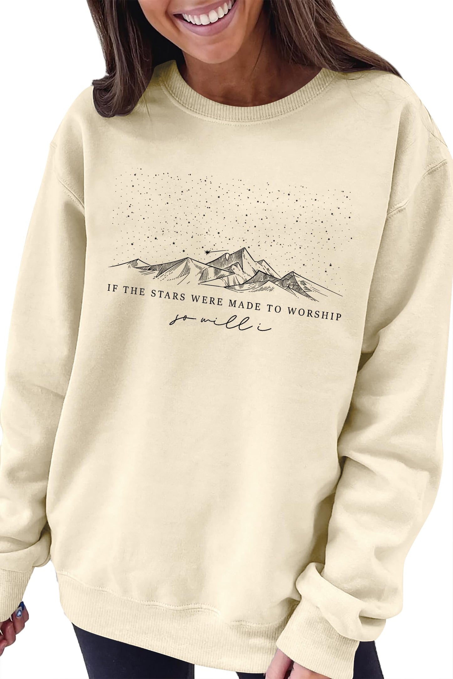 HQP Oversized Christian Sweatshirt for Women: Bible Verse Inspirational Long Sleeve Shirt Religious Pullover Tops Apricot