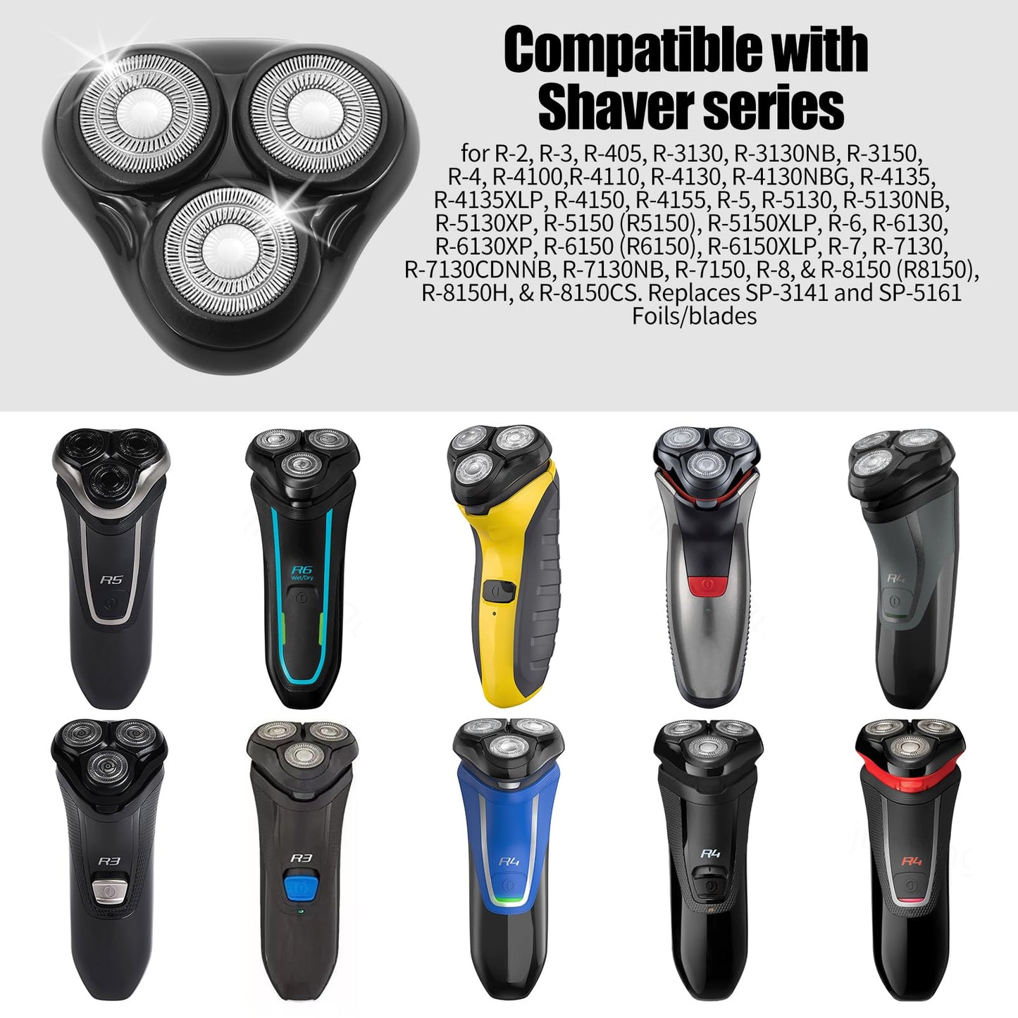 Universal Rotary Replacement Shaver Head for Remington Shaver,Black