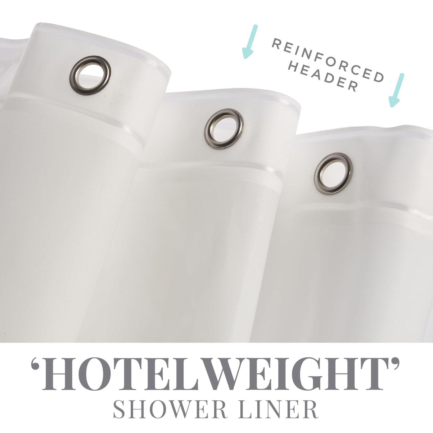 Bath Bliss Premium Hotel Weight Shower Curtain Liner, 12 Metal Eyelets, 3 Magnet Hem, x 72”, Frost