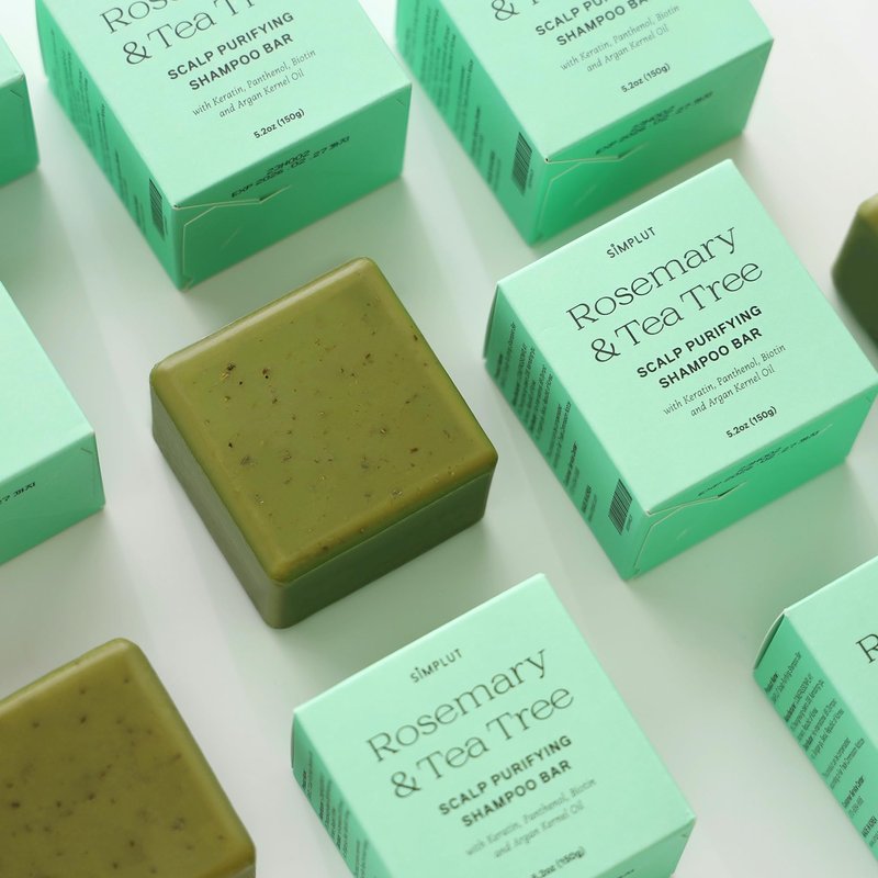 Rosemary & Tea-Tree Scalp Clarifying Shampoo Bar with Keratin, Panthenol, Biotin and Argan-Oil (5.2oz) | Sulfate Free, All Natural, Hair Moisturizing & Nourishing Soap, Deep Cleansing Solid Shampoo