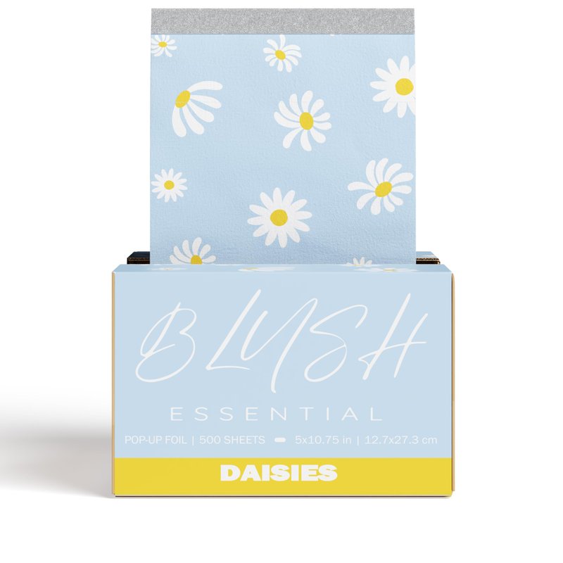Blush Essential Aluminum Foil Daisies Hair Foils 5x10.75-500 Sheets for Hair Bleach, Foil for Highlighting, Cute Hair Foils, Professional Hair Foils, Pop Up Foils for Hair Color in Salons