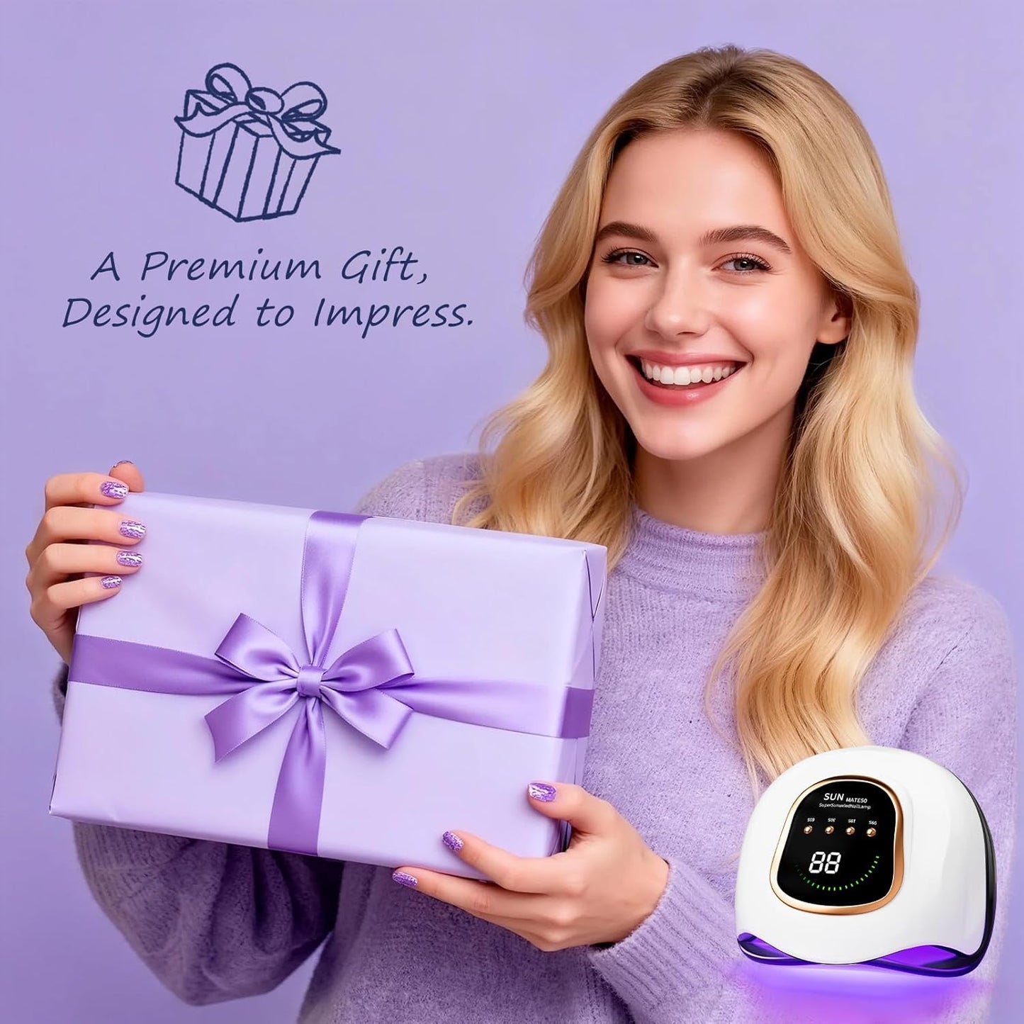 UV Nail Lamp - Upgrade Gel Polish Dryer with Auto Sensor & 4 Timer Settings | Bright White