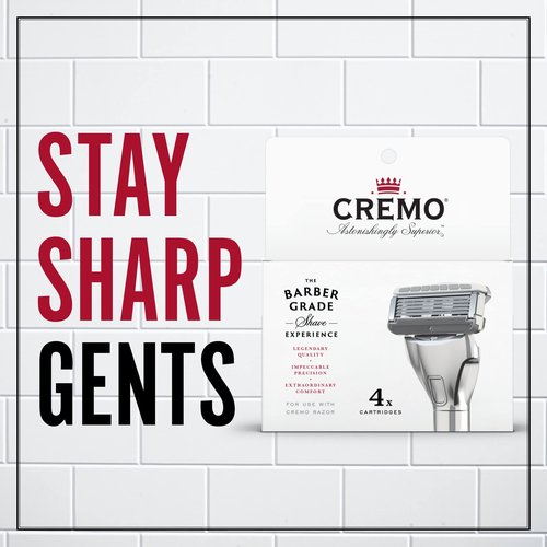 Cremo Astonishingly Superior Razor Refills, (4 Pack) & Barber Grade Original Shave Cream, Astonishingly Superior Ultra-Slick Shaving Cream for Men, Fights Nicks, Cuts and Razor Burn, 6 Fl Oz