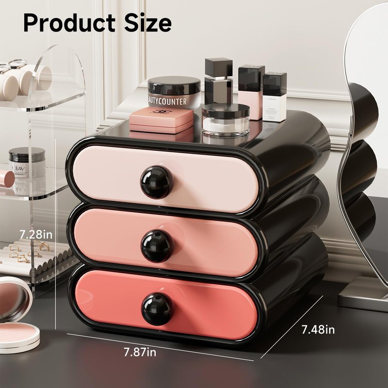 UFORU Multi-drawer Storage Organizer, Compact Vanity Drawer Organizer Set for Makeup, Small Plastic Storage Box for Bathroom, Dorm, Desk, Office