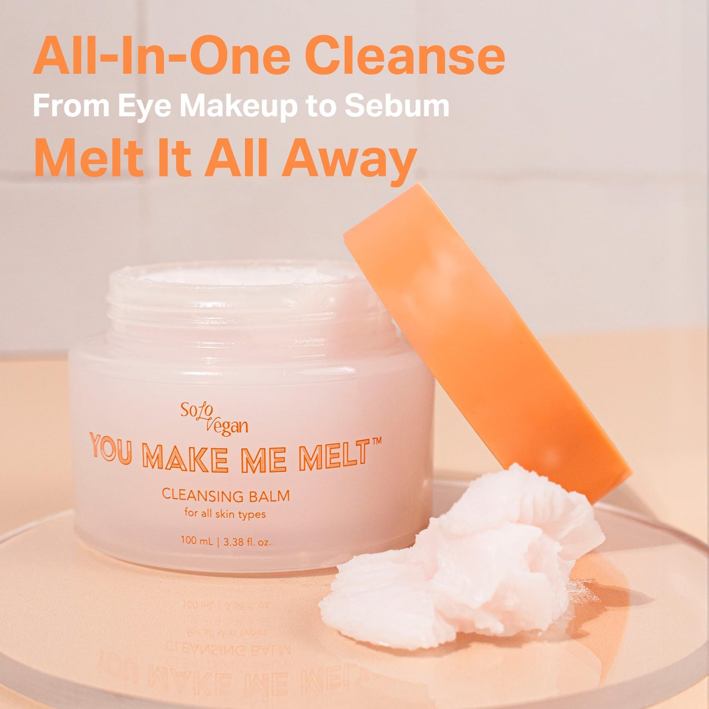 SoloVegan You Make Me Melt Cleansing Balm, Waterproof Makeup Remover, Face Cleanser, Oil Based Cleanser, Korean Skincare