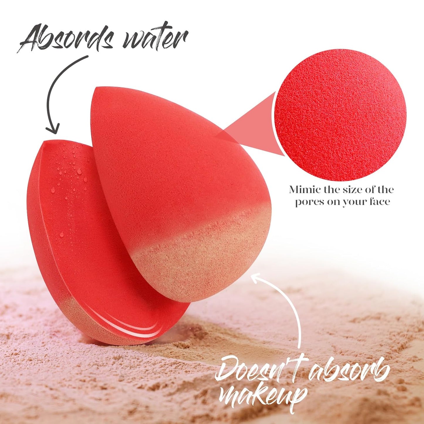 BEAKEY Makeup Sponge Set, 5 Pcs Foundation Blending Sponge, Beauty Sponges Flawless for Liquid, Cream, and Powder, Latex-Free and Vegan Boun Boun Makeup Sponges, Black