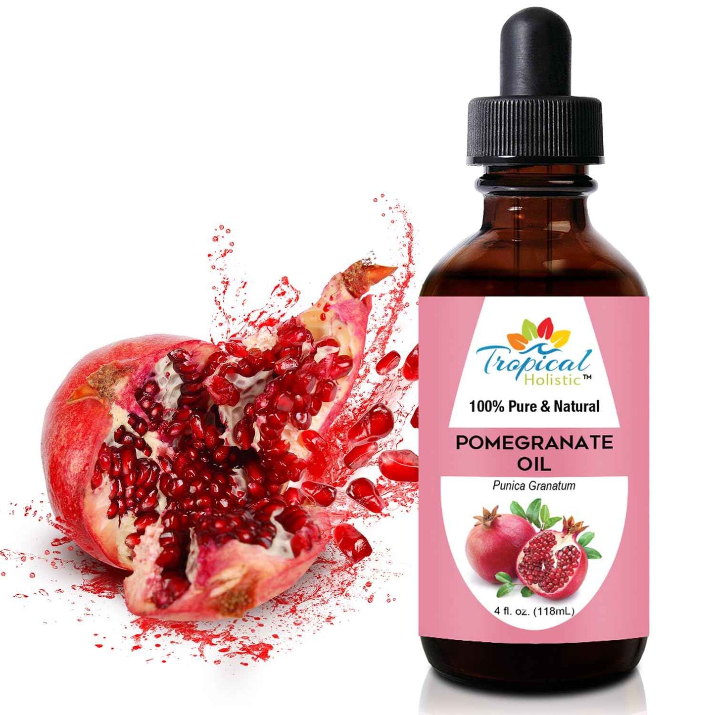 Tropical Holistic Pomegranate Seed Oil, 4oz - 100% Pure Natural Cold-Pressed Unrefined Pomegranate Oil:Skin Moisturizer for Face, Hair, DIY, Men's Beard & Women's Skin Care