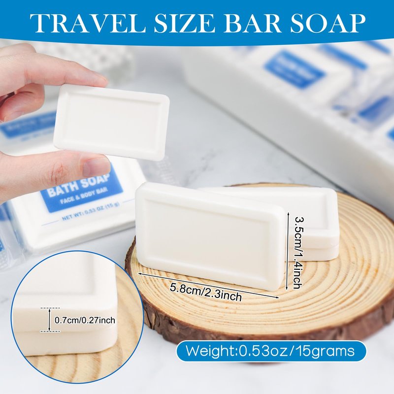 HAIFOTRVA 200 Pack Mini Travel Size Bar Soap Bulk,0.53 oz/15 grams Individually Wrapped Small Disposable Hotel Soap Bars Toiletries for Church,Homeless Gifts,Bathroom,Guest