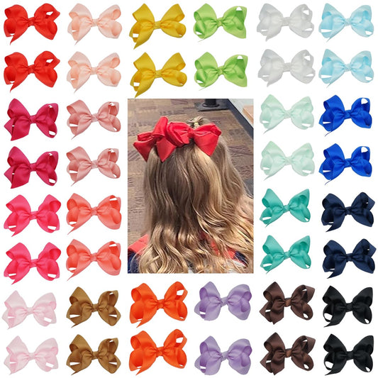 40Pcs 3 inch Hair Bows for Girls Grosgrain Ribbon Toddler Back to School Hair Accessories with Alligator Clips for Baby Girls Kids in Pairs