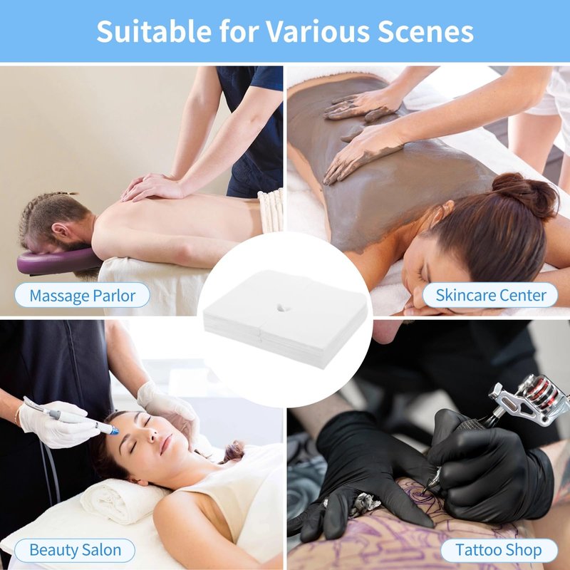 DIMEGON 100PCS Disposable Face Cradle Covers, Disposable Massage Headrest Cover, Single Use Massage Bed Headrest Cushion Cover, Professional Massage Chair Face Cover for Skincare Beauty Salons