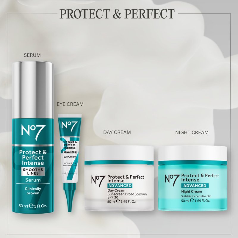 No7 Protect & Perfect Intense Advanced Face Cream - Hydrating Face Moisturizer with SPF - Formulated with Hyaluronic Acid & Collagen Peptide Technology to Help Reduce Fine Lines & Wrinkles (1.69 Oz)