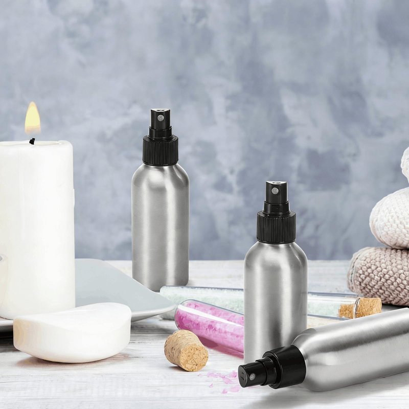Youeon 12 Pack 4 Oz Fine Mist Spray Bottles, Reusable Aluminum Empty Spray Bottles, Small Refillable Bottle for Travel, Cosmetic, Perfume, Toner, Essential Oil Storage, Leak Proof