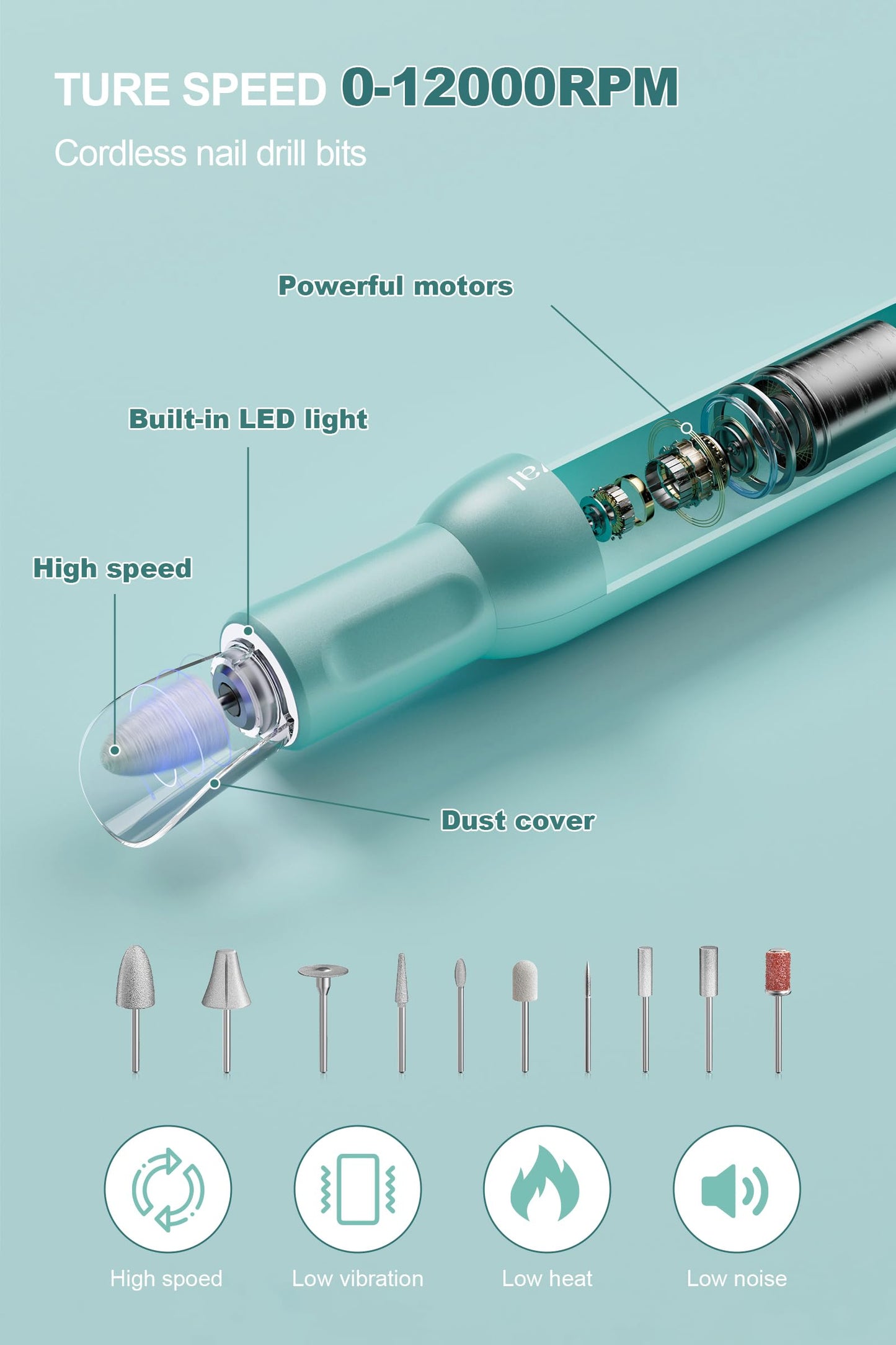 Groyal Electric Nail Drill Machine for Acrylic Nails Professional Nail Drill Kits Electric Nail File (M306, Small)