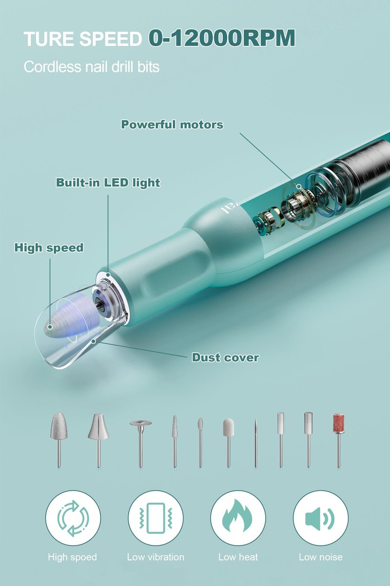 Groyal Electric Nail Drill Machine for Acrylic Nails Professional Nail Drill Kits Electric Nail File (M306, Small)