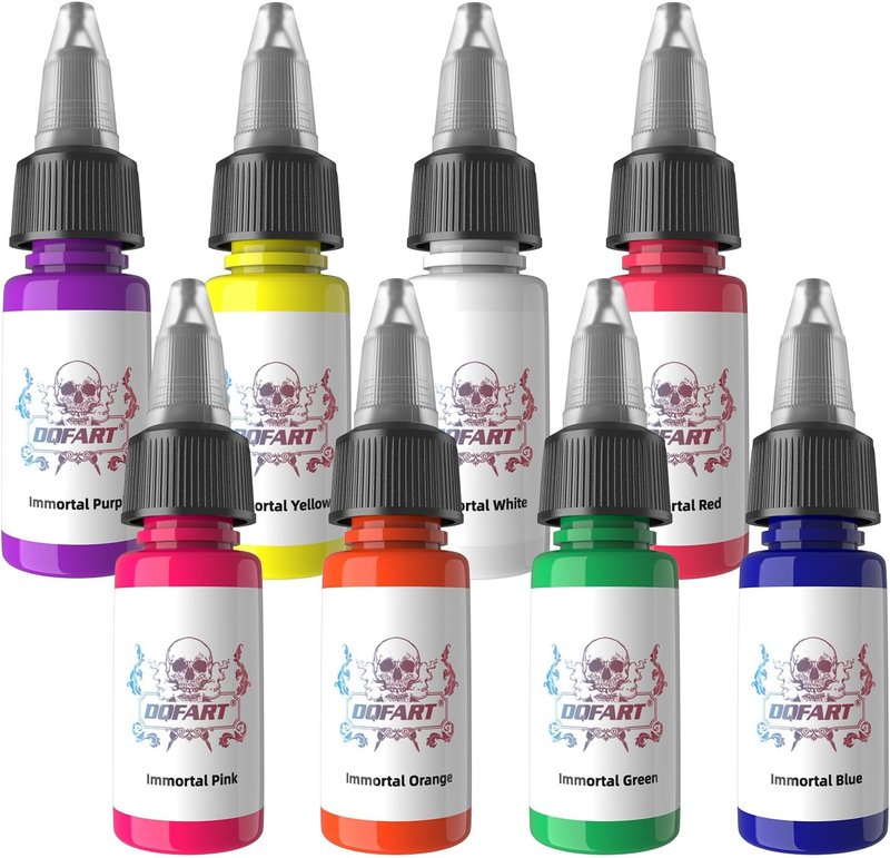 UV Tattoo Ink Set - 15ml Professional Fluorescent Glow in The Dark Ink | 8 Vibrant Colors