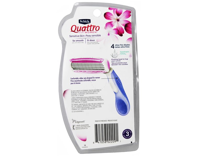 Schick Disposable Razors Quattro High Performance, 3 CT (Pack of 6)