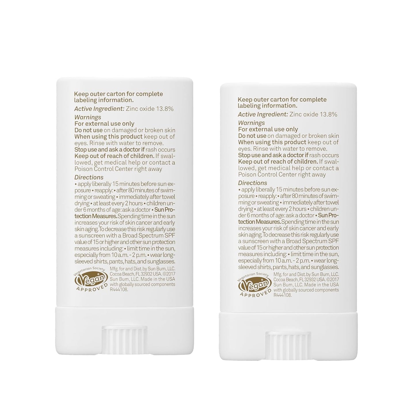 Sun Bum Mineral Spf 50 Sunscreen Face Stick Vegan and Hawaii 104 Act Compliant (Octinoxate & Oxybenzone Free) Broad Spectrum Natural Sunscreen With UVA/UVB Protection 2 Pack