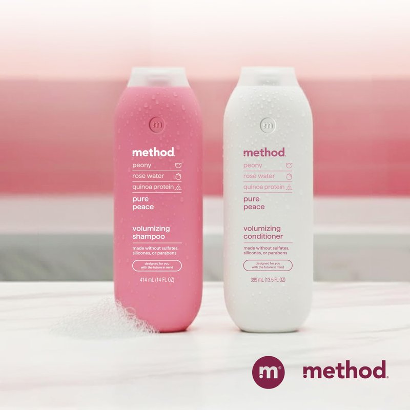 Method Pure Peace Volumizing Shampoo - For Thicker, Fuller and Visibly Hydrated Hair - Sulfate Free and Safe for Color-Treated Hair - 14 oz