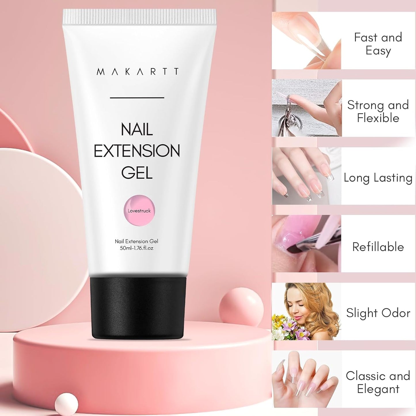 Makartt Poly Nail Gel: Clear 50ML Gel Builder for Natural-Looking Strengthener 3D Molding Gel for Trendy Nail Art-Long-Lasting and Easy to Use Supplies